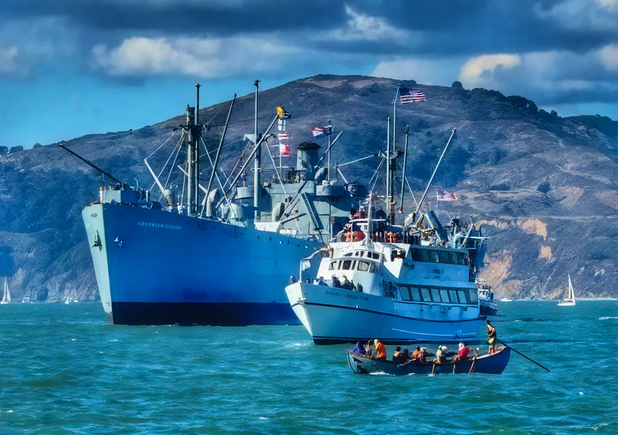 Rowing team on the San Francisco Bay